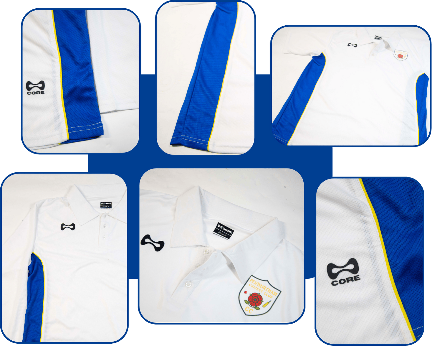 White Cricket Polo Shirts detail